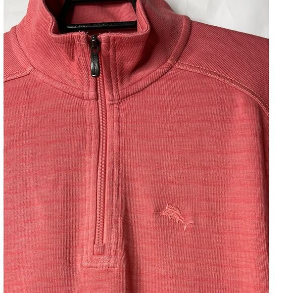 Tommy Bahama Men Quarter Zip Pullover Candy Rose Sweatshirt Size Small New - Picture 9 of 9